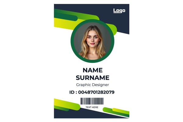 Green stripes CompanyWork Photo ID Badge