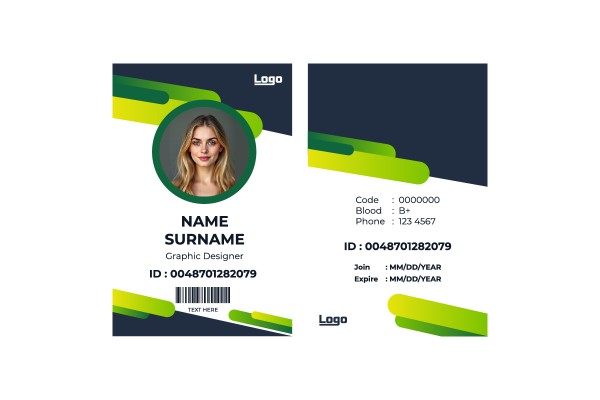 Green stripes CompanyWork Photo ID Badge